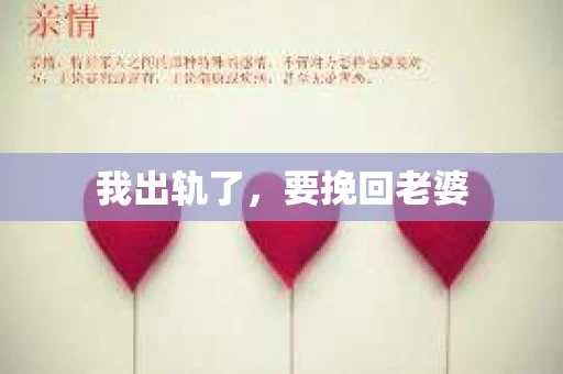 我出轨了，要挽回老婆