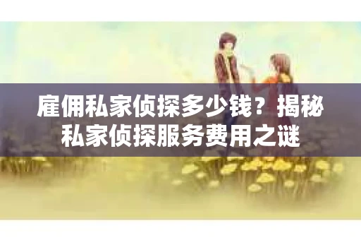 雇佣私家侦探多少钱？揭秘私家侦探服务费用之谜